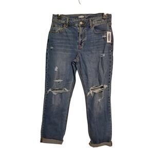 Old Navy Medium Wash Denim Allison Distressed Boyfriend Mid Rise Jeans Size 2